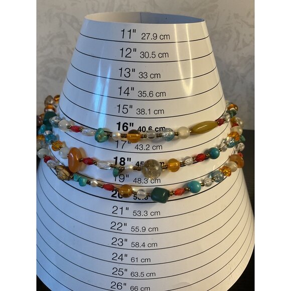 Multicolor Layered Beaded Necklace With Adjustable Chain - Picture 2 of 4